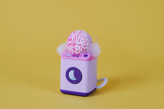 brain beeing washed in a washing machine