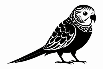 A budgerigar bird silhouette black vector artwork illustration
