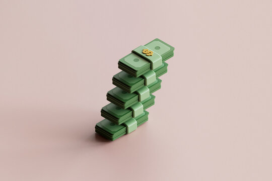 3D Render of Stylized Currency Stack