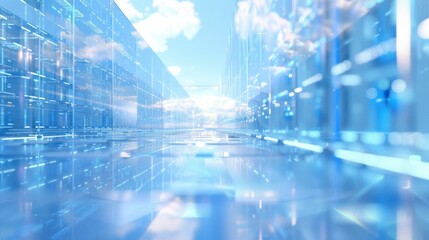 Energetic Scene in a Modern Data Center with Glowing LED Lights Reflecting Advanced Technology and Data Flow