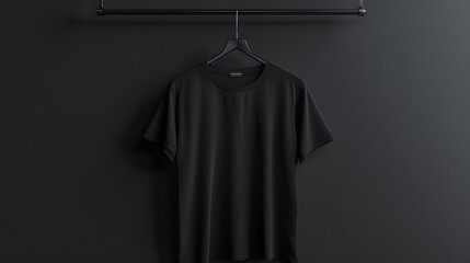 Black shirt hanging mockup isolated background