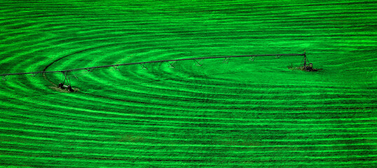 Farm Field with Circle Pivot Irrigation Sprinkler