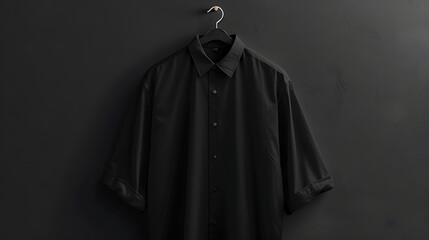 Black shirt hanging mockup isolated background