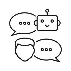 Robot icon. Chatbot icon. Cute smiling bot. Outline robot sign. Vector flat line cartoon illustration. Voice support service bot. Virtual online support. Robot icon