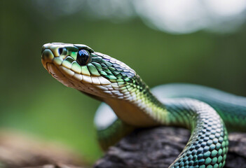 Obraz premium Close-up with a coiled snake ready to attack