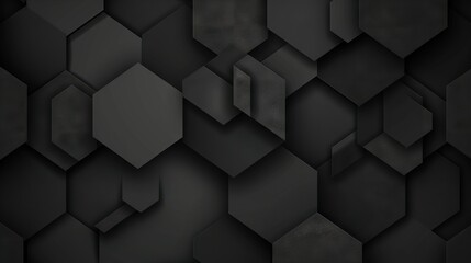   A black hexagonal background with hexagons in the center of hexagons