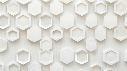 Fototapeta premium A wall adorned with numerous hexagonal tiles against a pristine white backdrop