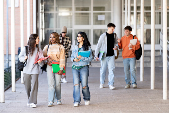 classmates leaving class in high school