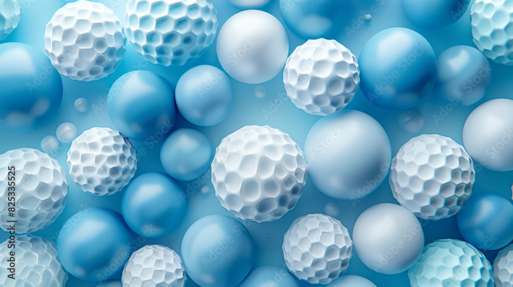 Aufkleber isometric abstract seamless pattern of blue and white spherical shapes arranged in a grid,