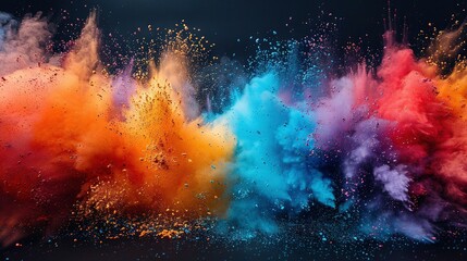   Multicolored cloud of smoke on black background with light centerpiece