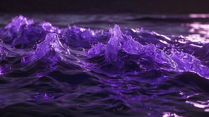 Purple Waves on Dark 8K Transparent Photorealistic Background

