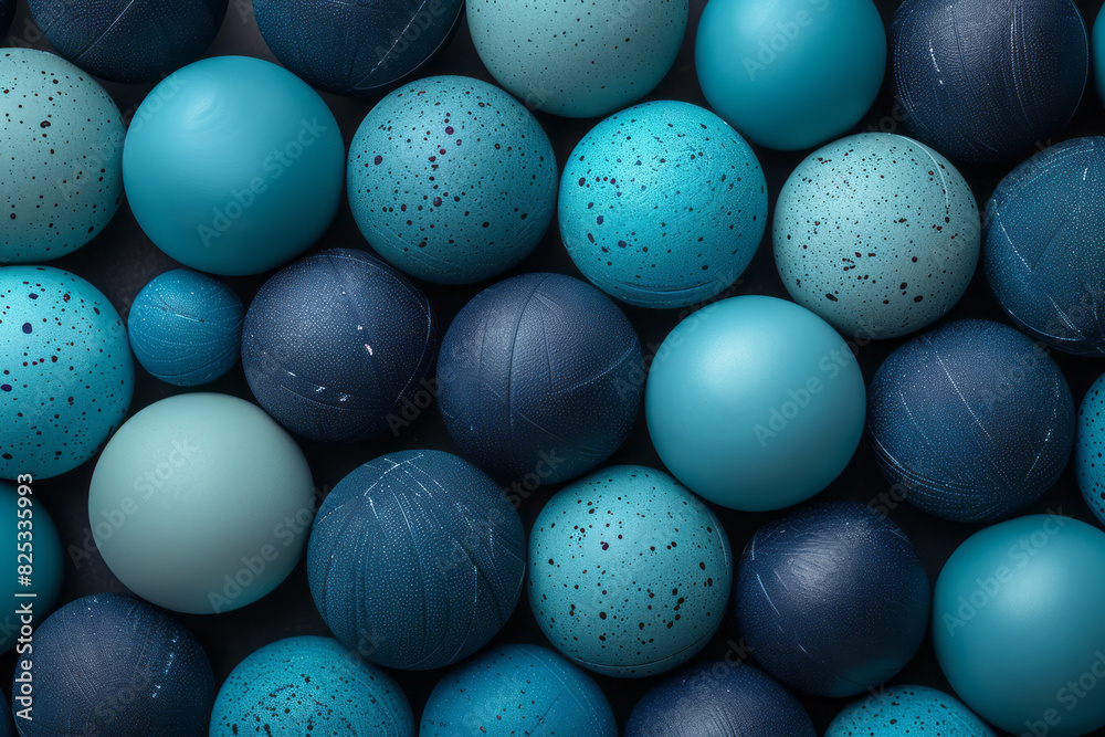 Aufkleber minimalist isometric background featuring alternating sizes of navy and teal spheres,