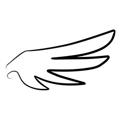 Hand drawn wings outline. Wings sketch cartoon vector ilustration
