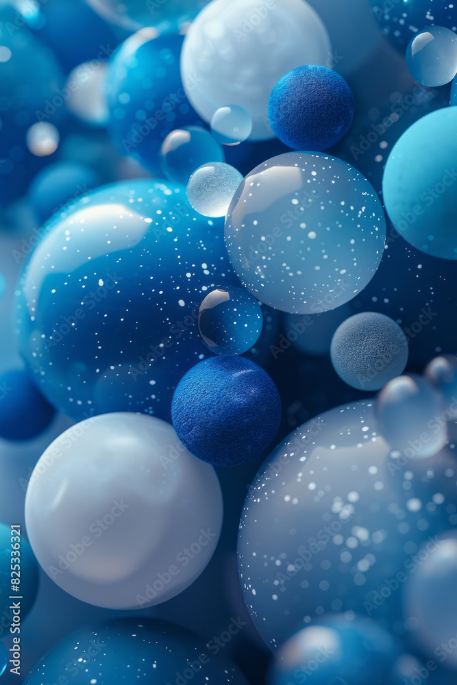 Aufkleber abstract isometric background with spherical shapes in various shades of blue and turquoise,
