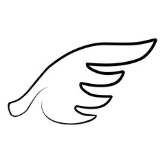 Obraz premium Hand drawn wings outline. Wings sketch cartoon vector ilustration
