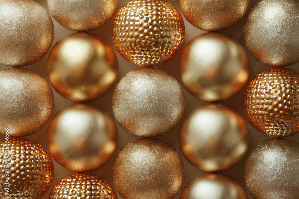 Aufkleber abstract pattern with gold and beige spheres arranged in an isometric perspective,