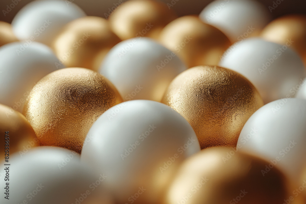 Aufkleber abstract pattern with gold and beige spheres arranged in an isometric perspective,