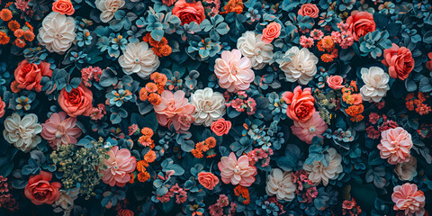 Vibrant floral wallpaper with orange and pink flowers
