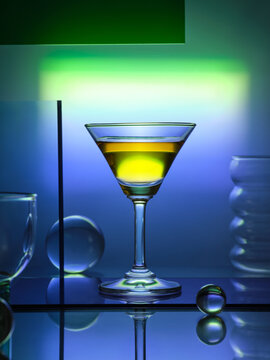 Glass glasses on a color gradient background