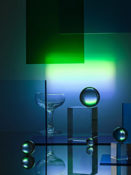 glasses with cocktail in a nightclub entourage