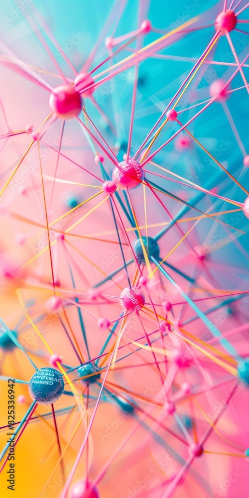 Poster vibrant future: ai network concept with neon-colored connections and abstract technology elements