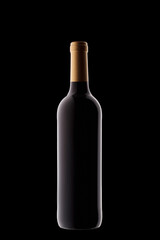 Bottle of wine with beautiful highlights on a black background