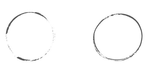 2 gemalte Kreise mit grunge Umrandung in schwarz