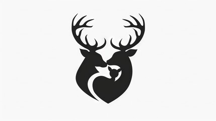 Obraz premium A deer's head with antlers in the center, against a white background