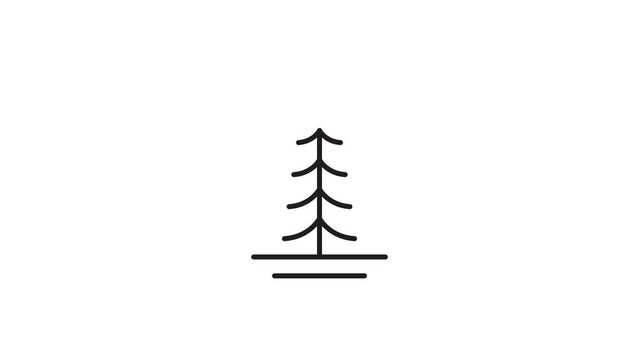 pine tree and sun logo animated line art vector symbol illustration design, landscape symbol animation video template
