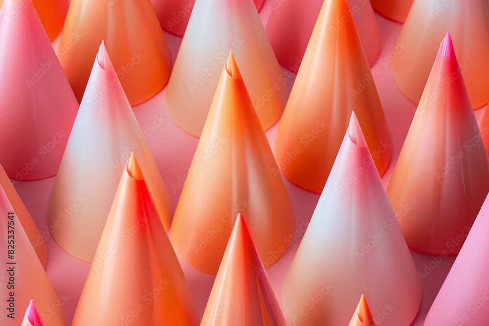 Leinwandbilder A seamless pattern of isometric cones with a gradient fill, transitioning from light to dark,