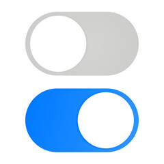 On and off icon. Toggle switch symbol. Slide vector sign. Blue and grey slider . Setting control apple design.