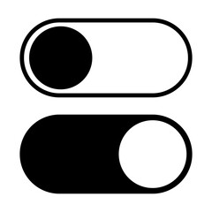 On and off icon. Toggle switch symbol. Slide vector sign. White and black slider . Setting control apple design.
