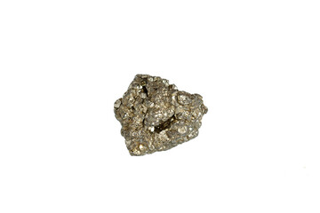 pyrite mineral stone macro on white background
