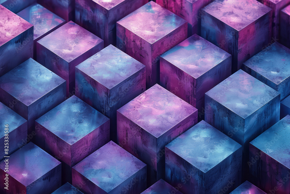 Fototapete a seamless pattern of isometric hexagonal prisms, arranged in a tight, repeating grid,