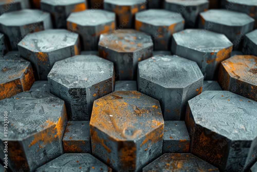 Poster isometric hexagonal frustums, arranged in a repeating hexagonal grid,