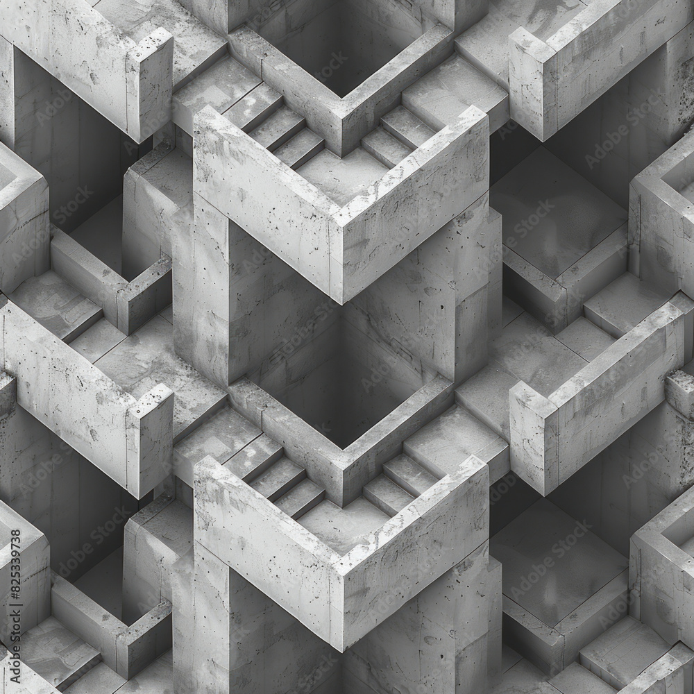Fototapete minimalist isometric trapezoids, scattered randomly to form a dynamic pattern,