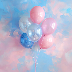 Pink blue balloon romantic and dreamy mood