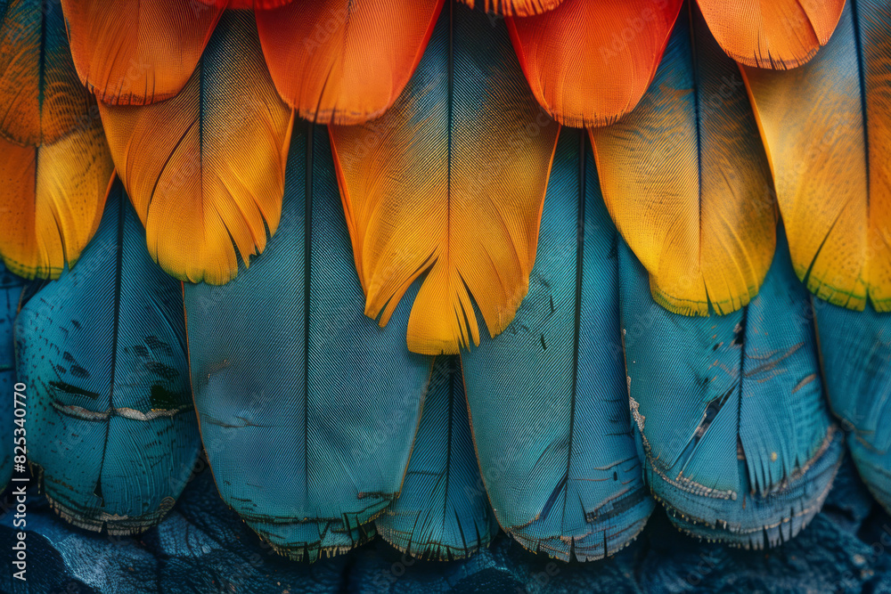 Fototapete abstract isometric feathers, aligned in a grid with alternating orientations,