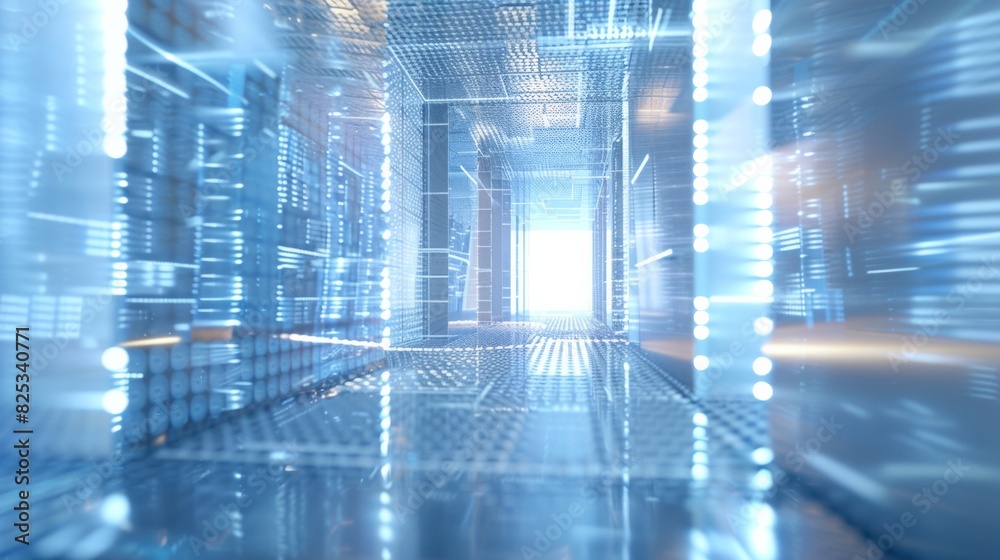 Aufkleber dynamic data center: led lights illuminate high-tech servers in a modern facility