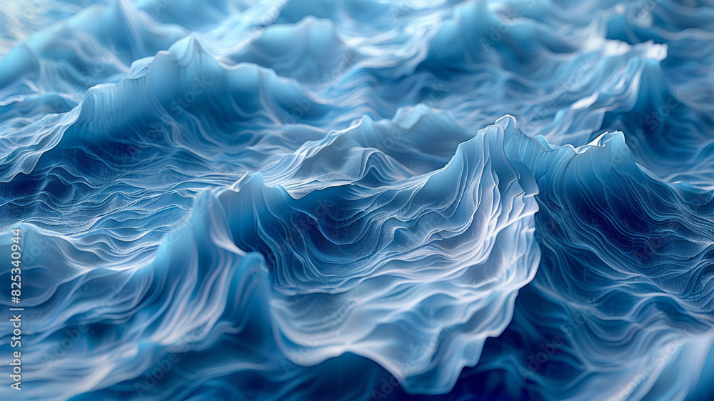 Fototapete Seamless pattern of isometric wave forms, creating a dynamic ocean-inspired design,