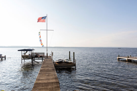 Lake slide Seneca New York Lake summer waterfront  