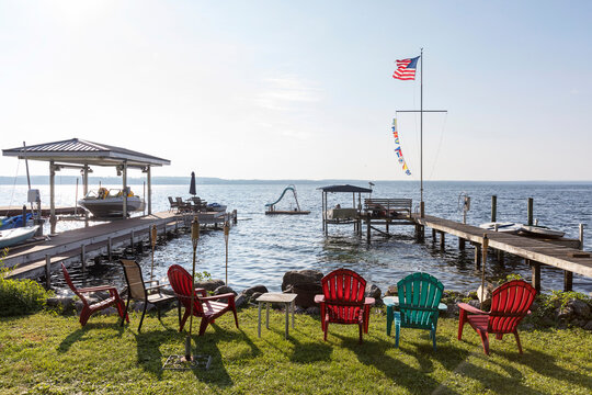 Lake Seneca New York Lake summer waterfront Dock chair