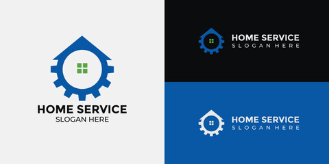 home services logo in green and blue