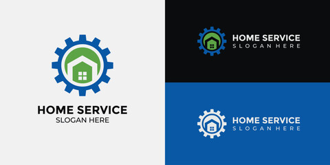 home services logo in green and blue