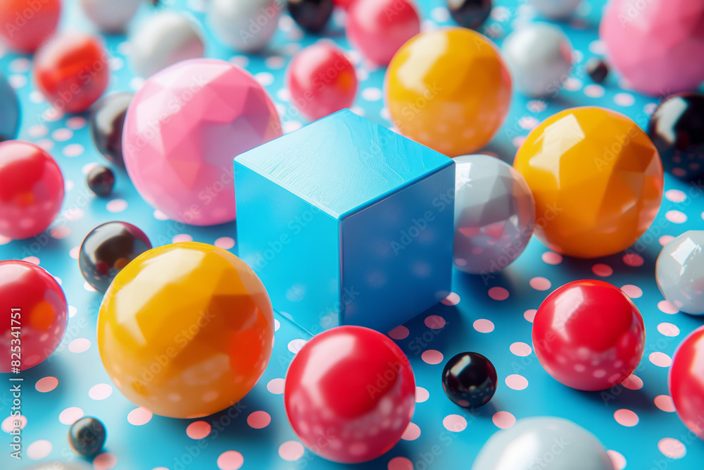 Aufkleber seamless background featuring isometric geometric shapes like cubes and tetrahedrons, interspersed w