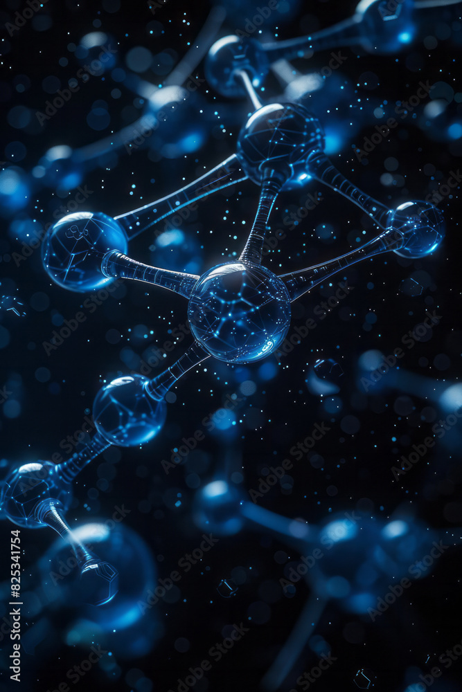 Aufkleber Isometric repeating pattern of simple molecule icons connected by lines, forming a network,