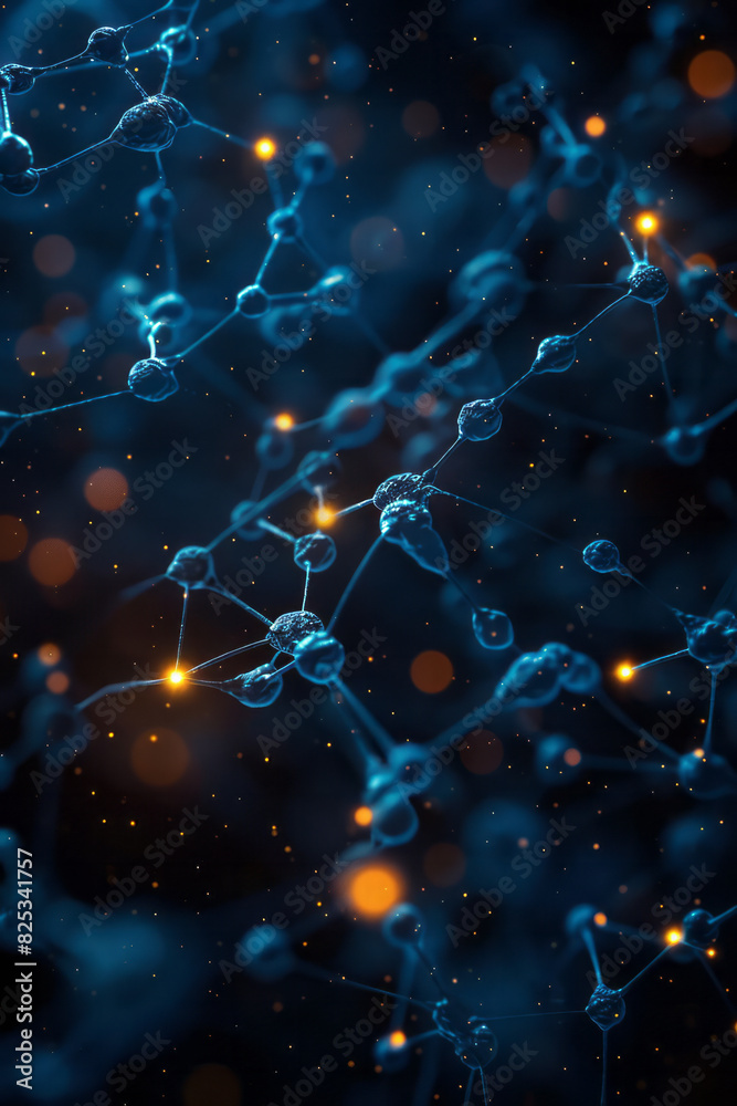 Aufkleber Isometric repeating pattern of simple molecule icons connected by lines, forming a network,