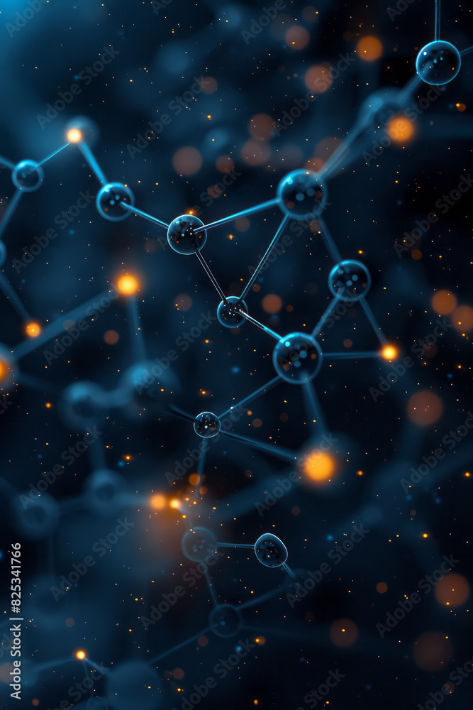 Aufkleber Isometric repeating pattern of simple molecule icons connected by lines, forming a network,