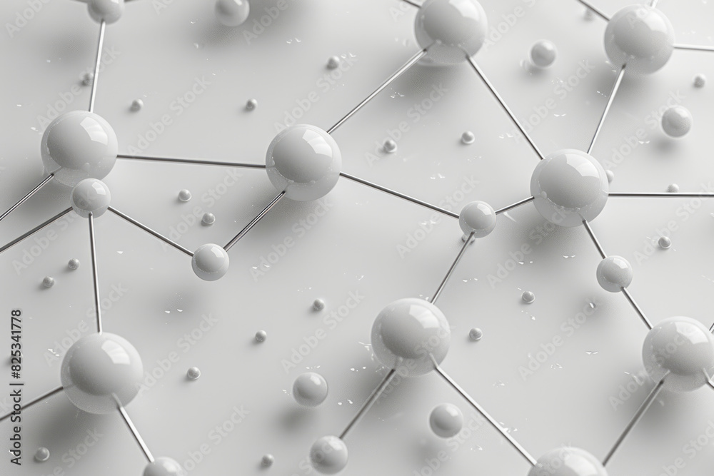 Aufkleber minimalist isometric spheres and lines representing atoms and bonds, arranged in a grid,