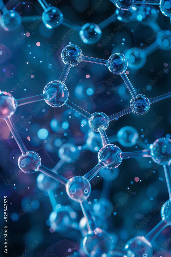 Aufkleber Seamless pattern of isometric pentagons and hexagonal molecular structures,